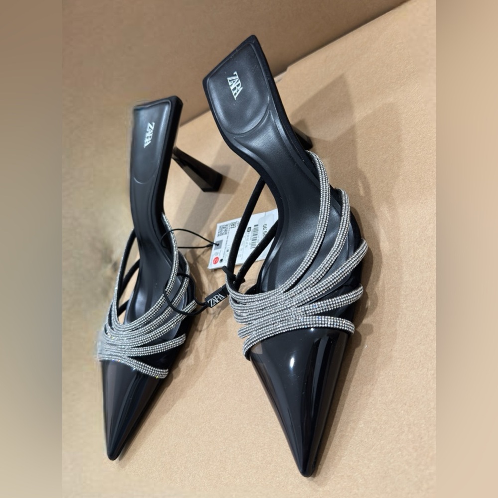 ZARA RHINESTONE HEELED MULES - Picture 3 of 12